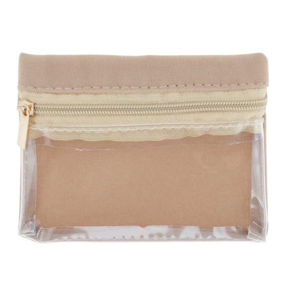 Unique Bargains 1 Pc Lightweight Storage Makeup Bag for Business Travel Flannel Fabric Light Brown