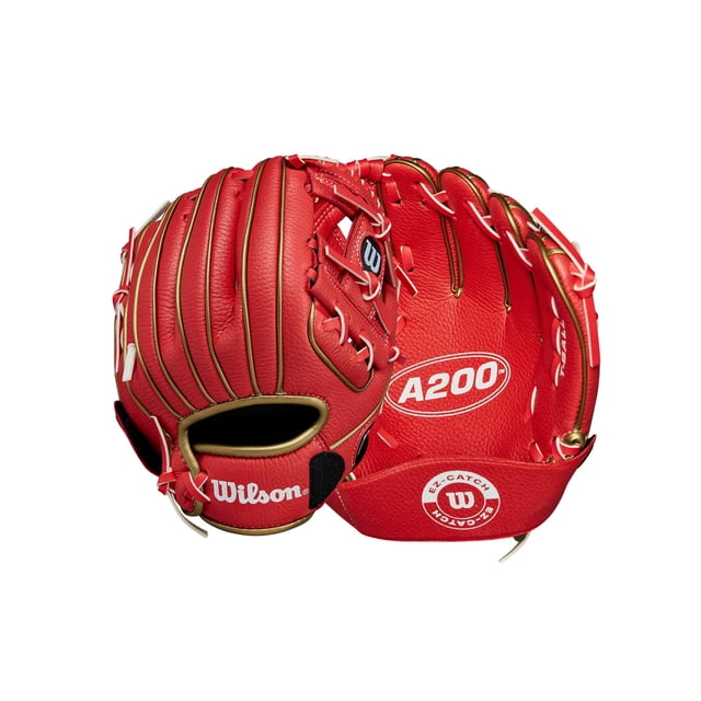 Guante Wilson 2024 A200 EZ Catch 9 T-Ball - Tiro a la derecha rojo/dorado metálico