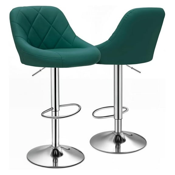 WDZS Bar Stools Set of 2, Swivel Counter Height Bar Stools, Modern Island Chair with Back and Footrest for Kitchen Dining Room, Teal Green