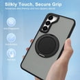 thumbnail image 2 of Magnetic Case for Samsung Galaxy S23 Plus [Military Grade Protection] with Built-in 360° Rotatable Stand [Compatible with MagSafe] Translucent Matte Back Slim Protective Phone Cover, Black, 2 of 6
