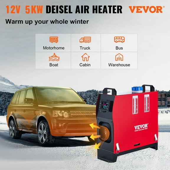 5000W Diesel Heater Kit 12V: LCD Remote Control & Silencer for RVs, Motorhomes, Campervans, Trucks