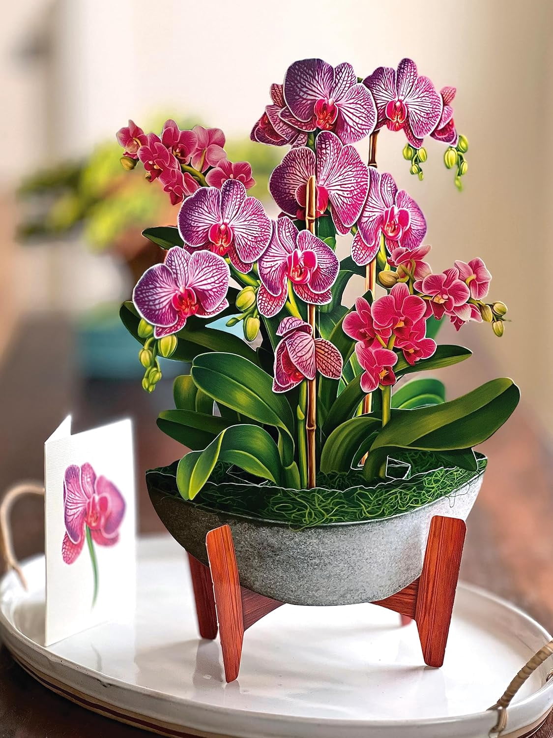 Pop Up Cards, Orchid Oasis, 12 Inch Life Sized Forever Flower Bouquet 3D Popup Greeting Card, Anniversary Card, Mother's Day, Blank Notecard & Envelope