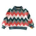 thumbnail image 2 of UACY Toddler Boys Girls Plaid Knit Crewneck Sweater, Long Sleeve Fleece Lined Warm Pullover Top for Christmas Autumn Winter (Red, 18-24 Months), 2 of 7