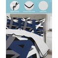 thumbnail image 3 of Quilts Queen Size Bedding Set, Navy Blue Black Geometric Reversible Summer Quilt 3 Pieces, Modern Art Abstract Grey Line Lightweight Bedspreads Coverlets with 2 Pillow Shams for All Seasons, 3 of 5
