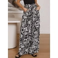 thumbnail image 3 of PTHTECHUS Womens Floral Wide Leg Pants With Pockets High Waist Adjustable Knot Loose Casual Trousers Business Work Casual Pants Loose Pants, 3 of 7