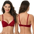 thumbnail image 4 of Curve Muse Womens Plus Size Perfect Shape Add 1 Cup Push Up Underwire Tshirt Bra-1PK-Burgundy-34D, 4 of 6