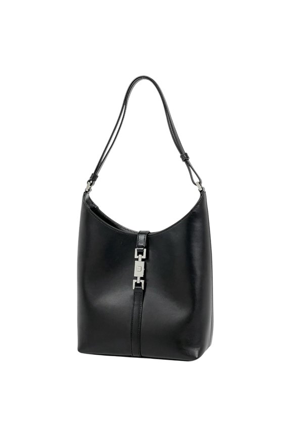 Pre-Owned Gucci Jackie Line Shoulder Bag, Leather, Black, 0013875, Women's