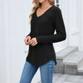 thumbnail image 5 of Ounisa Women Tops Long Sleeve Shirts V Neck Loose Fit Soft Casual Solid Color T Shirts Fall Clothing Sweatshirts Sweater Pullover, 5 of 8