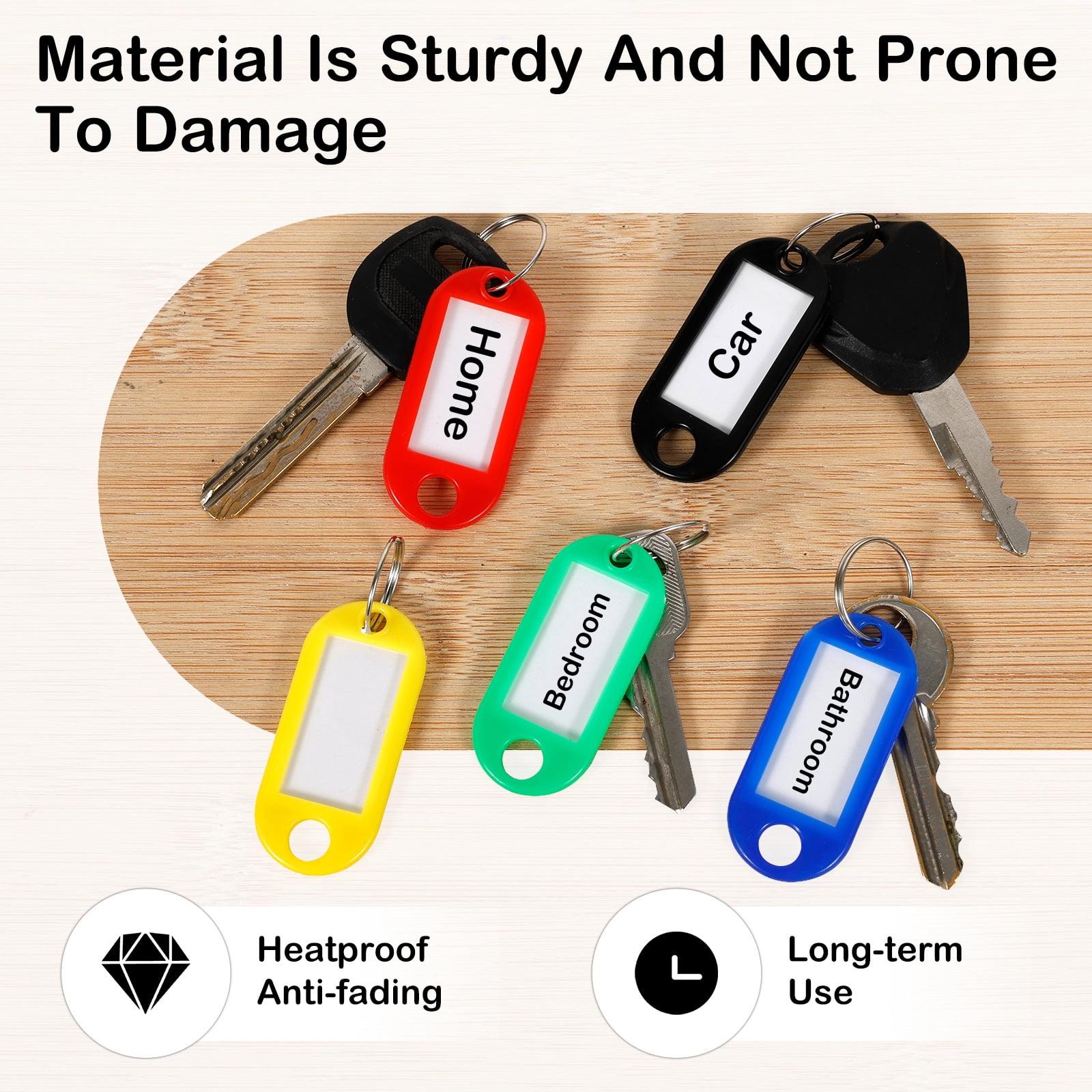 Grusce 500 Pack Tough Plastic Key Tag with Split Ring and Clear Label Window Portable Key Label for Keychain Suitcase USB Drive Toolbox