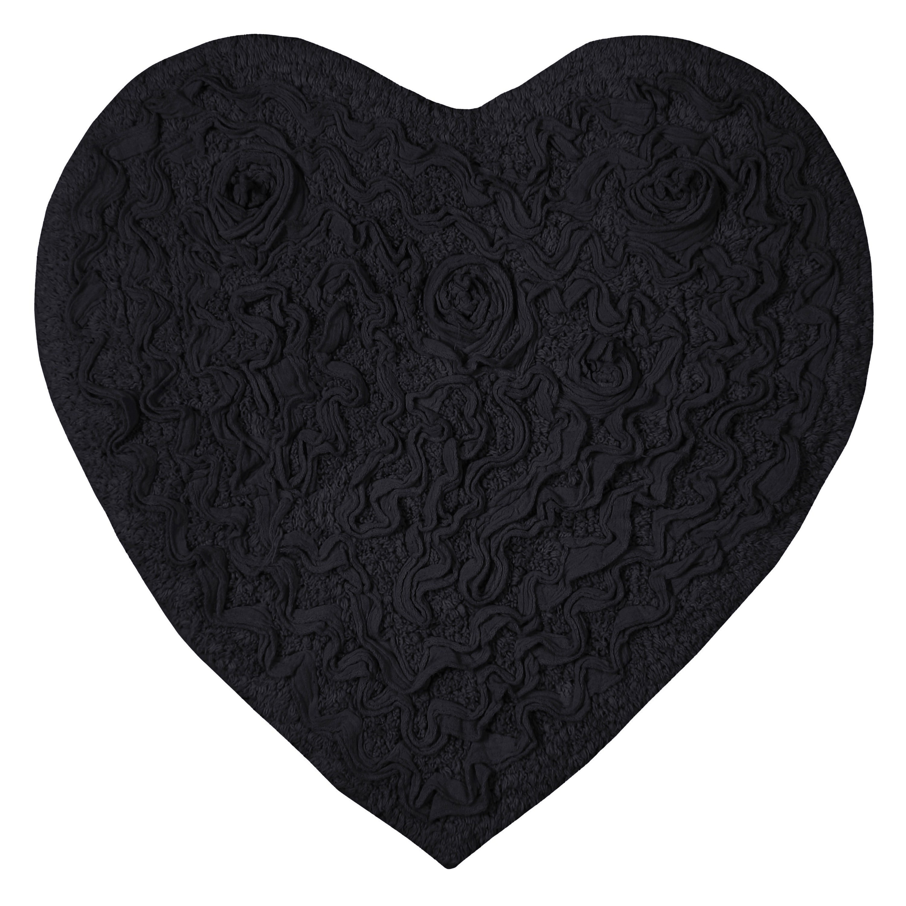 Home Weavers Modesto Bath Rug 100% Cotton Bathroom Rugs Set, Bathroom Décor, Washable Rug, Extra Soft and Absorbent bath Rug, Kitchen Mat, Bath Mat Set, Bath Floor Mat Non Slip, 25"x25" Heart, Black