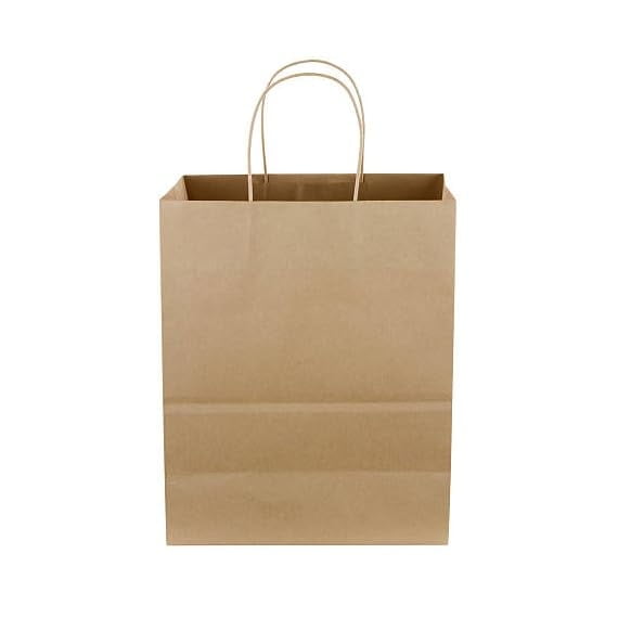 Kraft Paper Bags with Handle, 13x17x7, Food Storage Brown Paper Bags, Brown Gift Bags, Commercial Paper Bags for Restaurants, Grocery Bags, Handle Bags for Retail Stores, Gifts & Merchandise