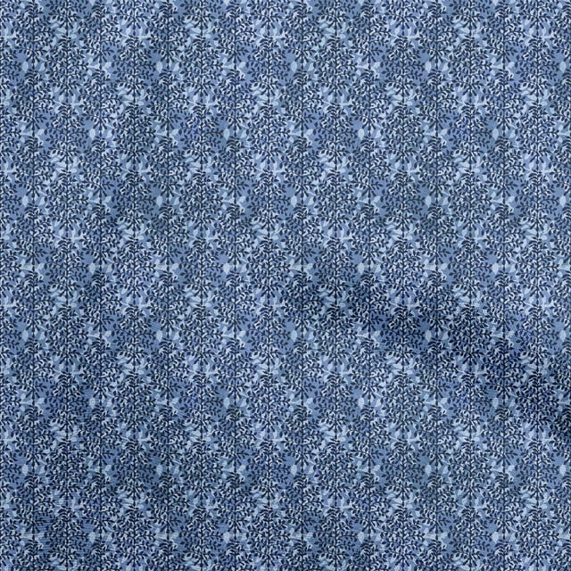 oneOone Viscose Chiffon Medium Blue Fabric Asian Dabu Print Craft Projects Decor Fabric Printed By The Yard 42 Inch Wide