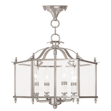 

Chandeliers 4 Light With Clear Beveled Glass Brushed Nickel size 15.5 in 240 Watts - World of Crystal