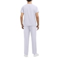 thumbnail image 4 of Men's Two Piece Medical Scrub Uniforms Stretch Anti-Wrinkle V-Neck Top Yoga Elastic Waist Multi Pocket Jogger Scrub Pants White 2XL, 4 of 6