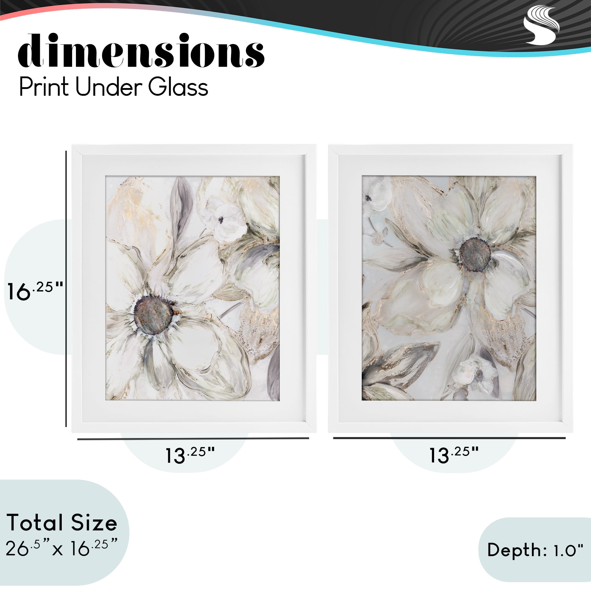 Stupell Industries Sandstone Tinted Blooms 2 Piece White Framed Print Under Glass Set, design by Carol Robinson