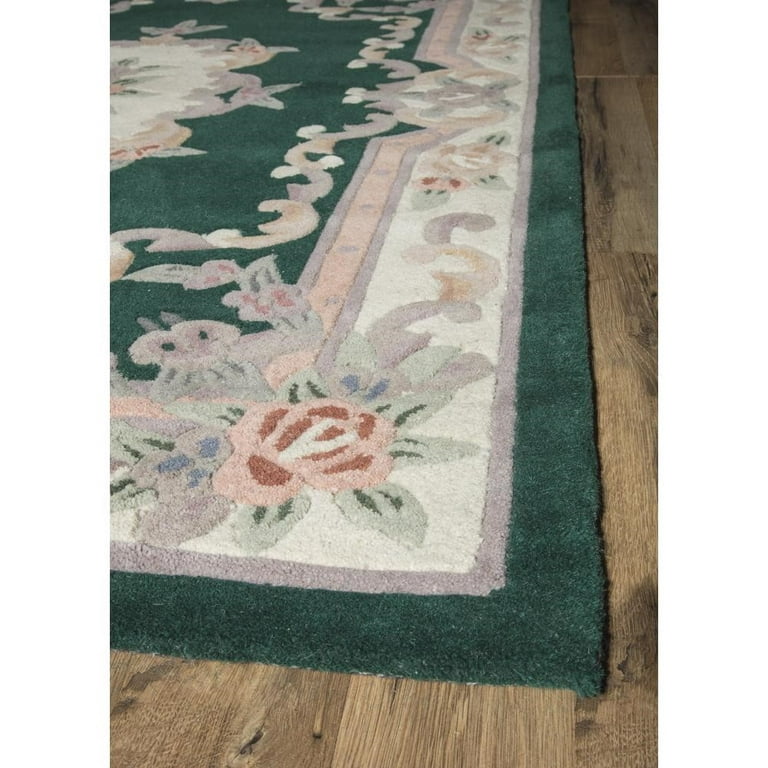 Rugs America New Aubusson Collection European x 5\' 8\' Traditional Emerald Rug 510-361 Area