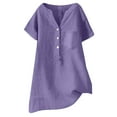 thumbnail image 2 of WCJM Shirts for Womens Shirts Linen Blouse Summer Beach Short Sleeve V Neck Button Down Tops Casual Tunic Loose Shirt 2026, 2 of 3