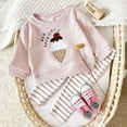 thumbnail image 4 of Infant Baby Girl Clothes Baby Girl 2Pcs Outfits Long Sleeve Ice Cream Embroidery Round-neck Sweatshirt Pants Set Spring Autumn, 4 of 9