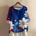 thumbnail image 2 of Women's 250th Anniversary USA Shirt Mid Sleeve Independence Day Top 4th of July Shirts America 250 Merchandise Loose Star Print Tee, 2 of 5