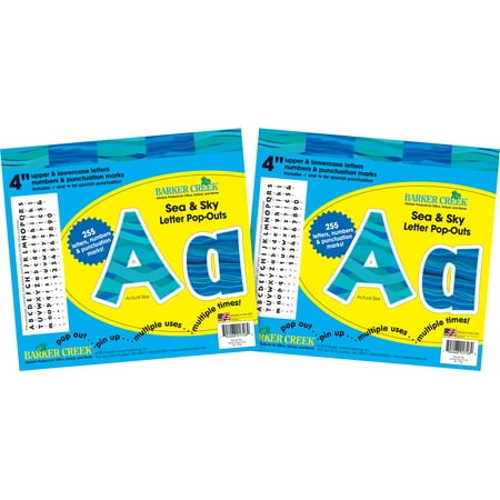 Barker Creek 4" Letter Pop-Out 2-Pack Sea & Sky 510 Characters/Set BC3975
