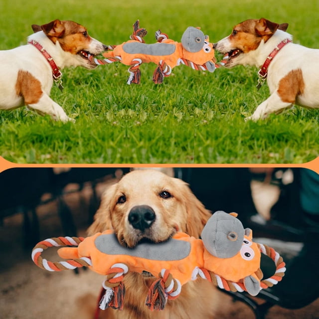 CBFFDC Soft Fabric Dog Toy Cute Cow Design Interactive Plush Dog Toy with Sounding Rope Cleaning Bite Resistant Soft Fabric Dog Toy