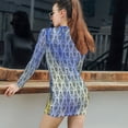 thumbnail image 5 of Haunted Mansion Watercolor Women's Long Sleeve Bodycon Dress Soft Stretchy For Everyday Wear And Special Occasions, 5 of 6