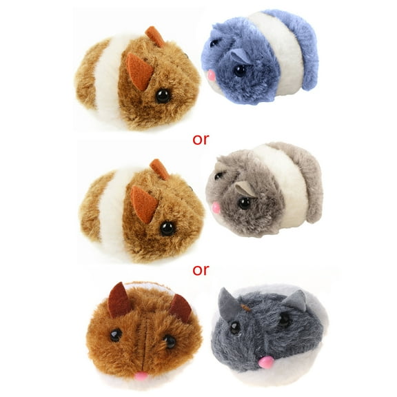 Pull String Mouse Vibrating Movable Interactive Toy Fluffy Plush Mice for Cats Kitten Pets