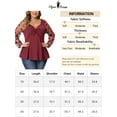 thumbnail image 6 of Unique Bargains Women's Plus Size Panel Heart Sheer Mesh Long Sleeve Shirts Blouses 3X Burgundy, 6 of 6