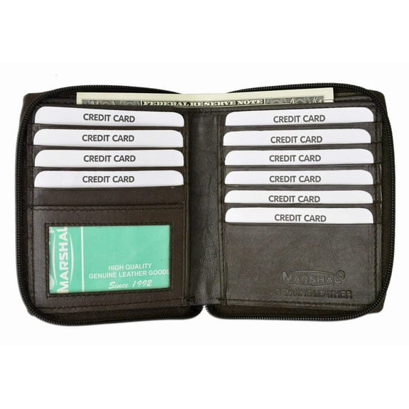 Mens Premium Soft Leather Bifold Zippered ID Wallet P 702 (C)