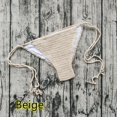 thumbnail image 7 of HOWPAY Women Bikini Bottoms Moderate Coverage High Cut Crochet Basic Swim Briefs Mid Waisted Solid Color Beach Pool Bathing Suit Bottoms Beige M, 7 of 7