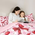 thumbnail image 5 of Manfei Kawaii Princess Bow Queen Comforter Set for Teens, Dreamy Cartoon Bowknot Bedding Sets, Pink Buffalo Plaid Reversible Bedding Comforter Set, Luxury Bedroom Decor, 3 Pieces, 5 of 8