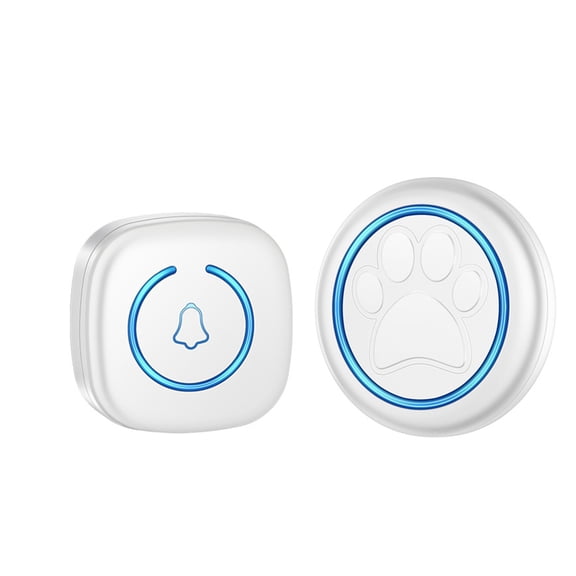 Wireless Touch Doorbell With Smart Led Flash Light, Us Standard Pet Dog Doorbell, White - 2-Piece Set, Includes 1 Doorbell Kit With 2 Units, Suitable For Home, Office, Pet