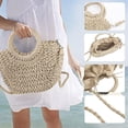 thumbnail image 3 of Women's straw crossbody bag Summer beach woven shoulder bag Vine woven women's handbag-Off white, 3 of 5