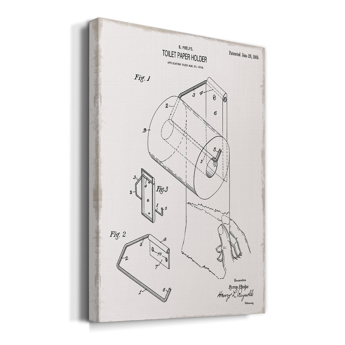 Toilet Paper Patent II Premium Gallery Wrapped Canvas - Ready to Hang
