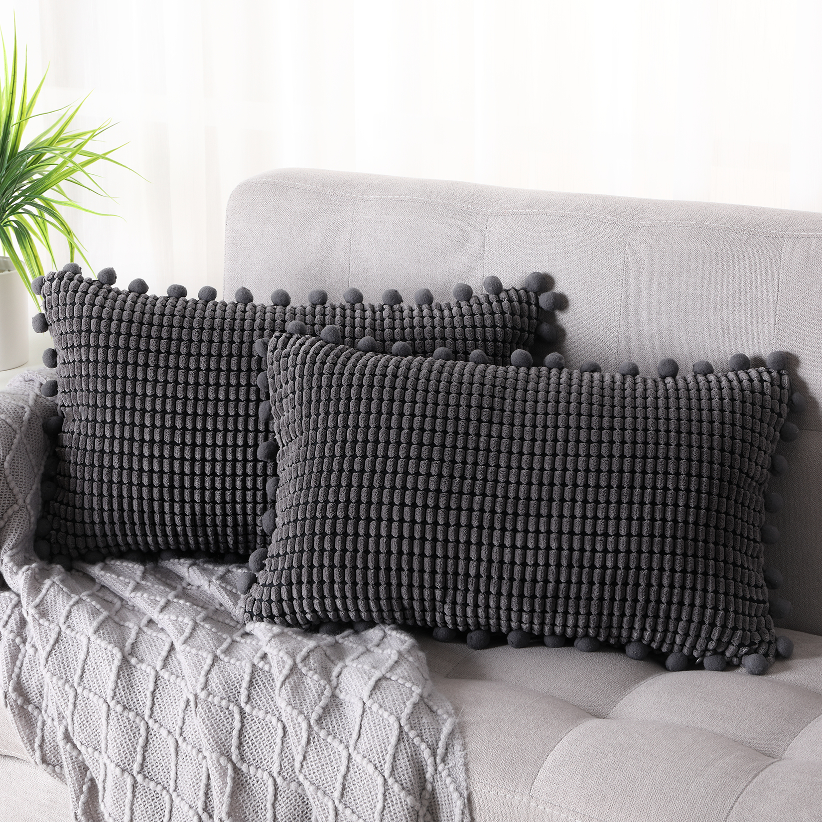 Haperlare 2 Pack 12"x20" Rectangle Throw Pillow Covers Cushion Covers with Hidden Zipper for