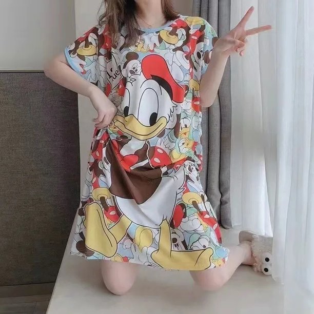 Vestido de dormir de talla grande para mujer, ropa holgada para el hogar, ropa de dormir de talla grande, camisón de maternidad de estilo coreano, pijama cómodo