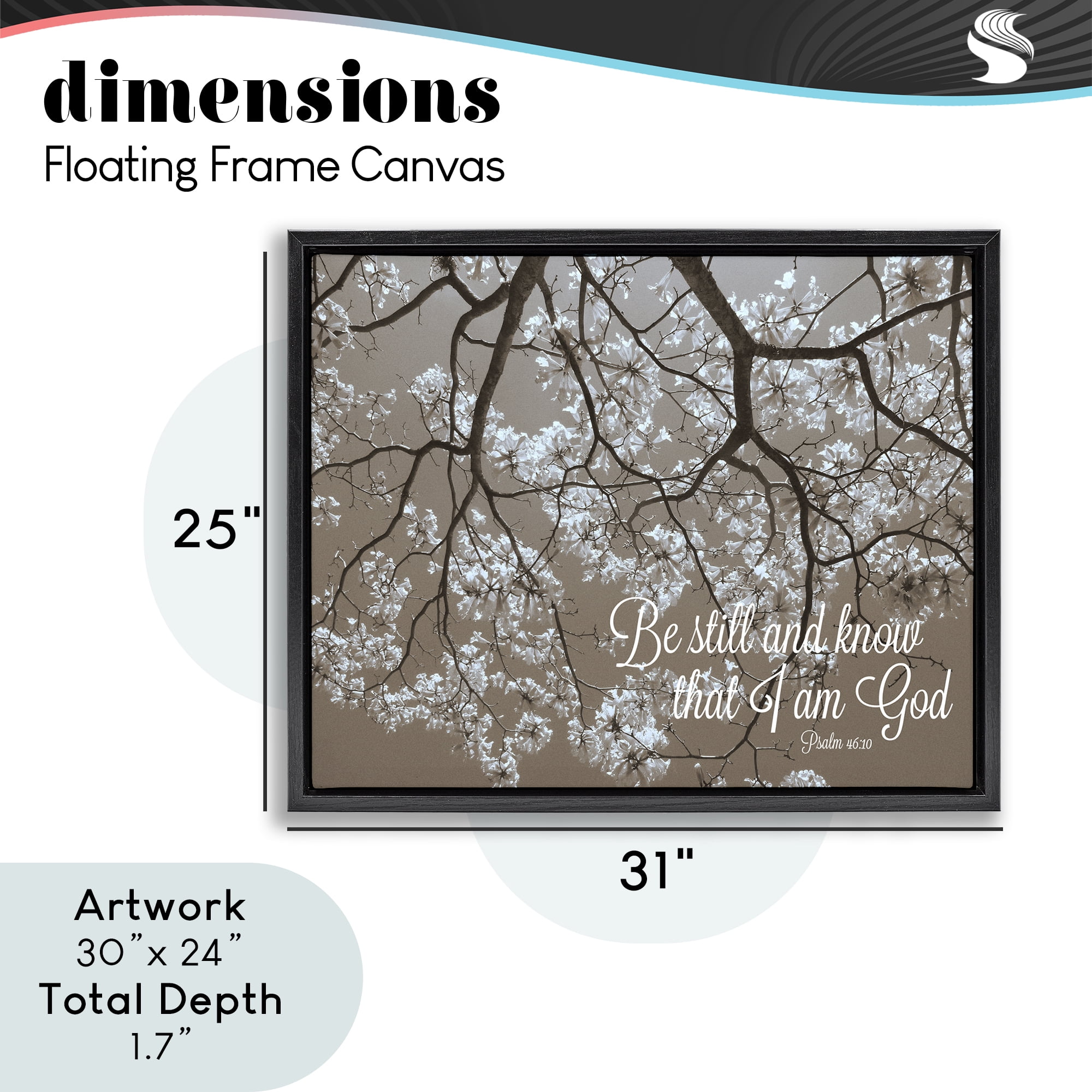 Stupell Industries Be Still Apple Blossoms Black Framed Floater Canvas Wall Art, design by Gail Peck