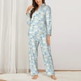thumbnail image 2 of KLL Cute Cat Print Women's Long Sleeve Pajamas with Pants Sleepwear Loungewear 2 Set-XX-Large, 2 of 7