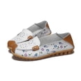 thumbnail image 5 of asdoklhq Womens Casual Shoes,Women's Comfortable Hollow Leather Printed Flat Casual Loafers Single Shoes, 5 of 8