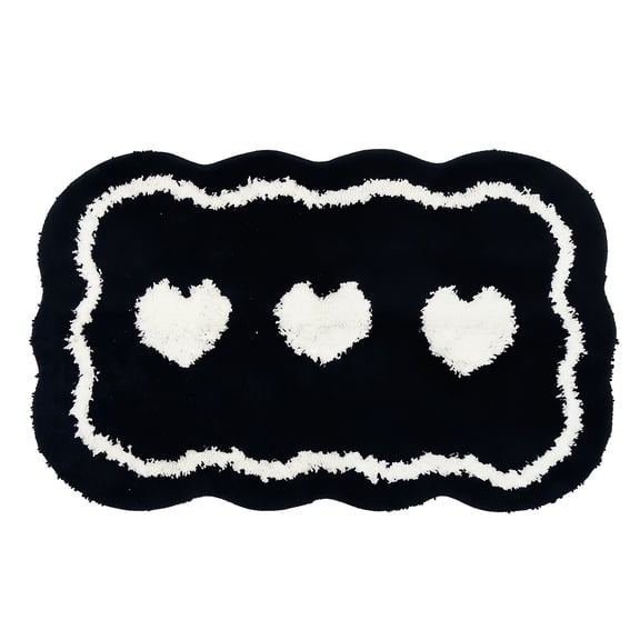 Unique Bargains Aesthetic Ultra Absorbent Shaggy Non Slip Bath Mat Black 32" x 20"