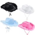 thumbnail image 3 of Cowboy Hat Velvet-rimmed Decorative Cap Felt shaped Cap Sun Hat Breathable, 3 of 6