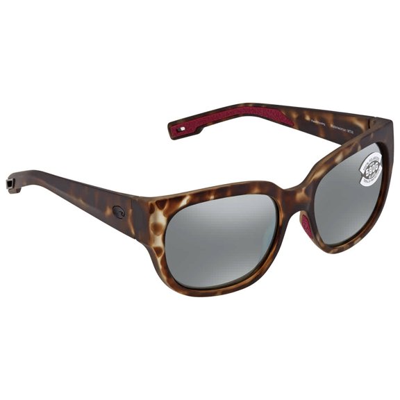 Costa Del Mar Waterwoman Polarized 580G Silver Gray Mirror Square Sunglasses WTW 249 OSGGLP