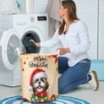 thumbnail image 4 of Merry Christmas Santa Shih Tzu Scarf Twinkling Lights Xmas Holiday Foldable Laundry Basket Lion Dog Lover Gifts Organizer Storage with Handles - 00022, 4 of 5