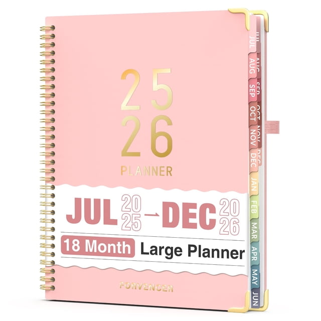 Planificador Forvencer Academic 2025-2026, 18 meses, 21,6 x 28 cm, color rosa