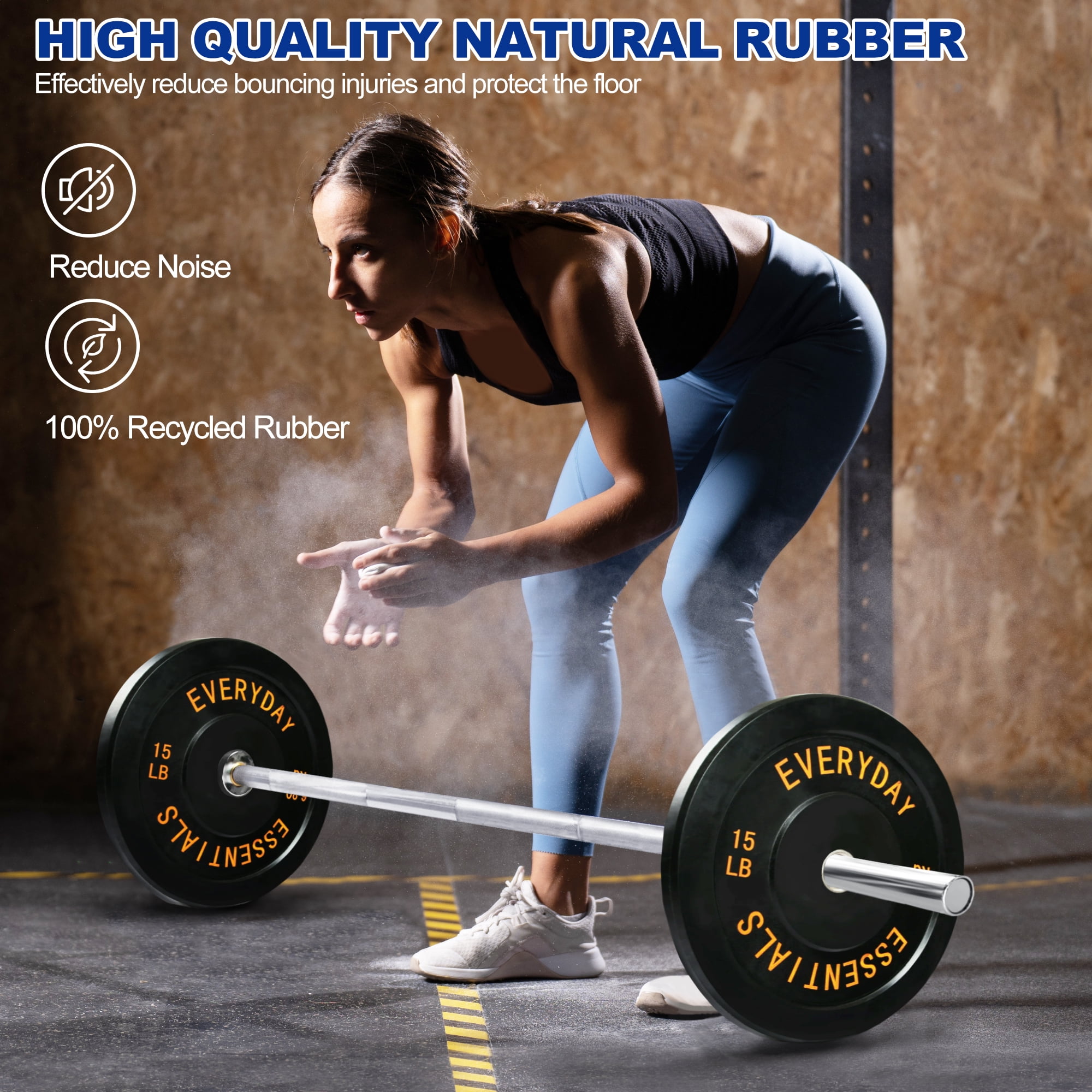 BalanceFrom Olympic Bumper Plate Weight Plate, 15 lbs Pair Black