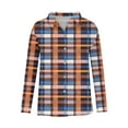 thumbnail image 6 of Uootdi Plaid Long Sleeve Shirts for Women Collared Button Down Dressy Rolled Up Blouse Business Casual Work Tops Gift, 6 of 7
