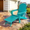 thumbnail image 2 of Costway Folding Adirondack Chair HDPE All-Weather Pull-Out Ottoman Turquoise, 2 of 9