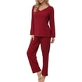 thumbnail image 3 of Anygrew Women's Pajamas Set Long Sleeve Shirts and Long Pants 2 Piece Pjs Sleepwear with Pockets, 3 of 8