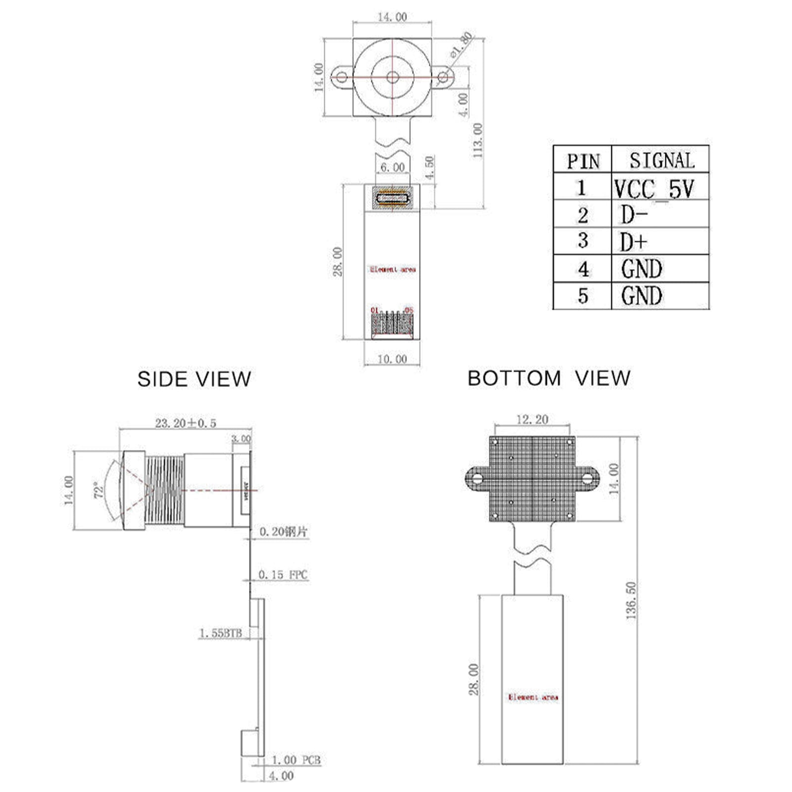 Global Shutter USB Camera OV9281 Webcam Module Low Distortion Lens 1MP Camera Module Board for Computer Laptop