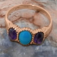thumbnail image 5 of LBG British Made 18k Rose Gold Natural Turquoise & Amethyst Womens Anniversary Ring - 33 size options - Size 12, 5 of 7